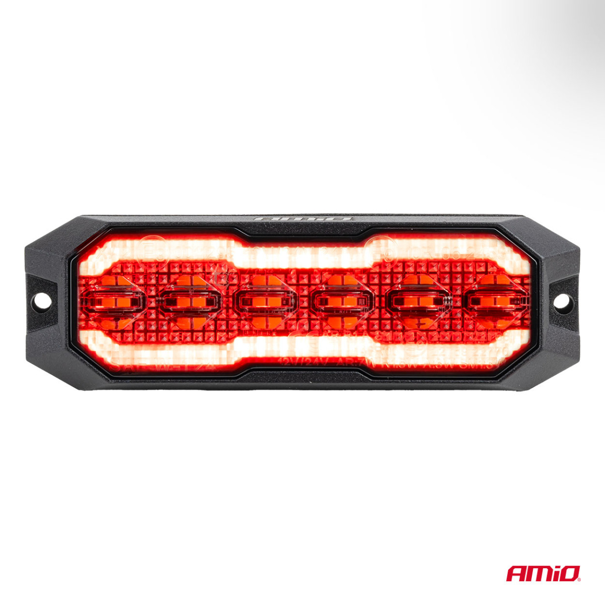 LED-markeringsvarningslampa med rött positionsljus R65 R148 12V/24V 24W AMIO-04863