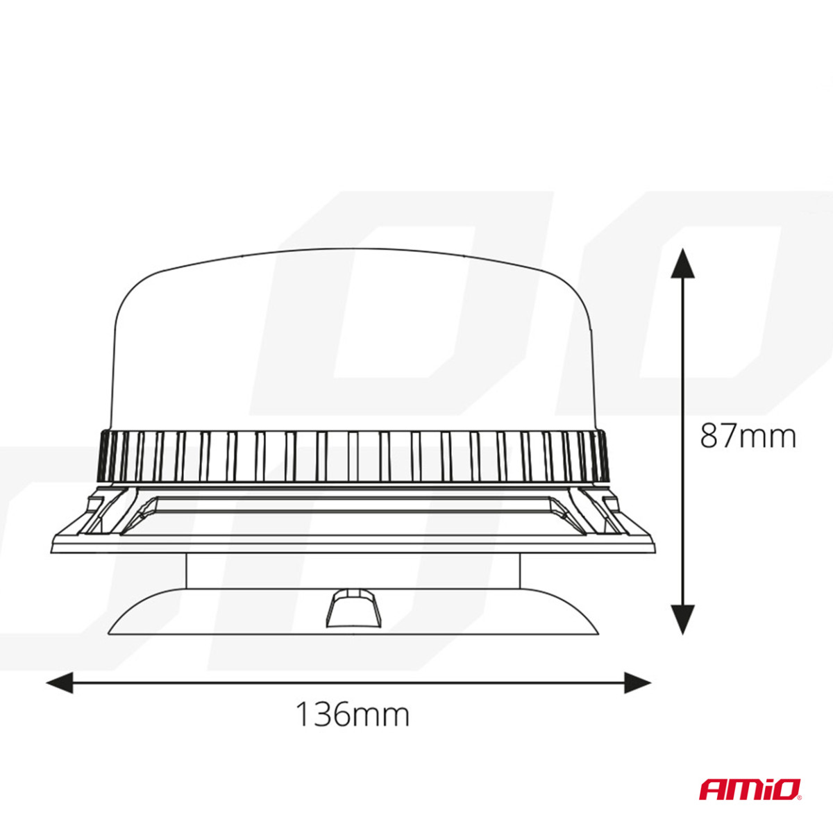 LED-varningslampa W03M magnetisk R65 R10 36LED 12/24V IP56 AMIO-02295