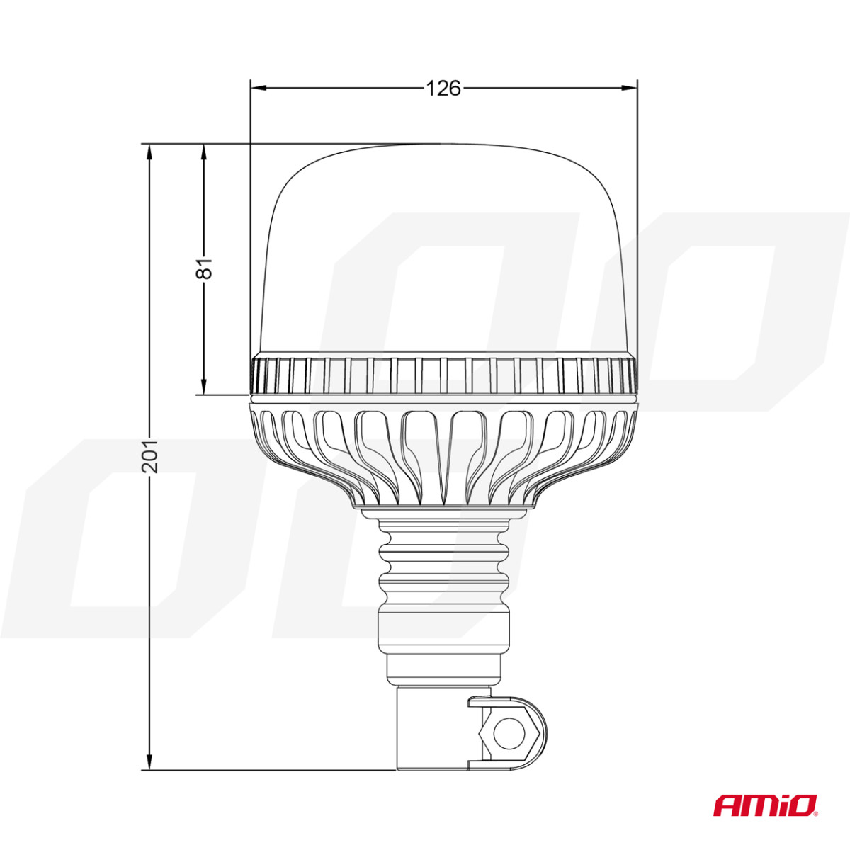 LED-varningslampa W25p 24LED 12/24V IP66 AMIO-03338