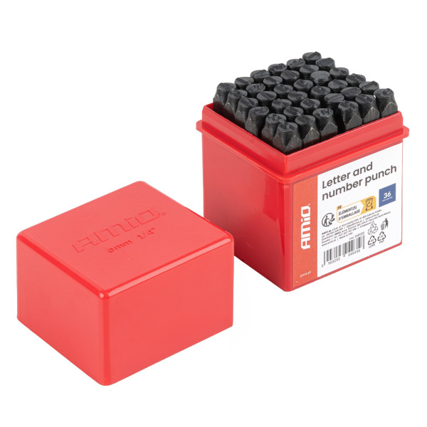 Bokstav- och sifferpennset, 6 mm, 36 st., AMIO-04935