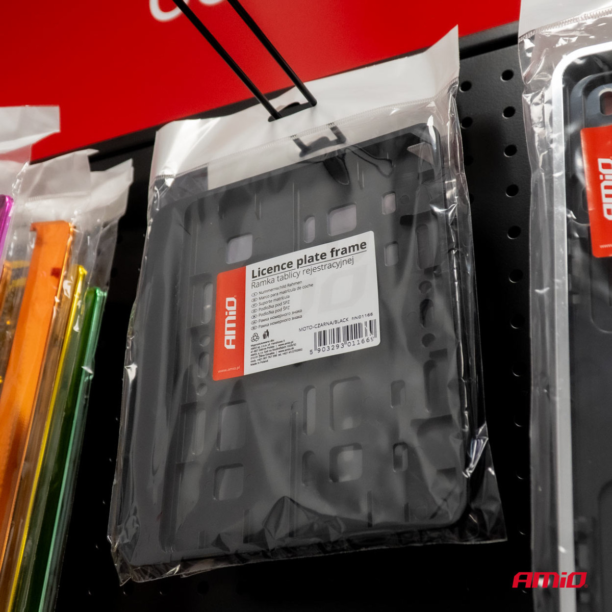 Nummerplåtshållare för motorcykel – svart, AMIO-01166