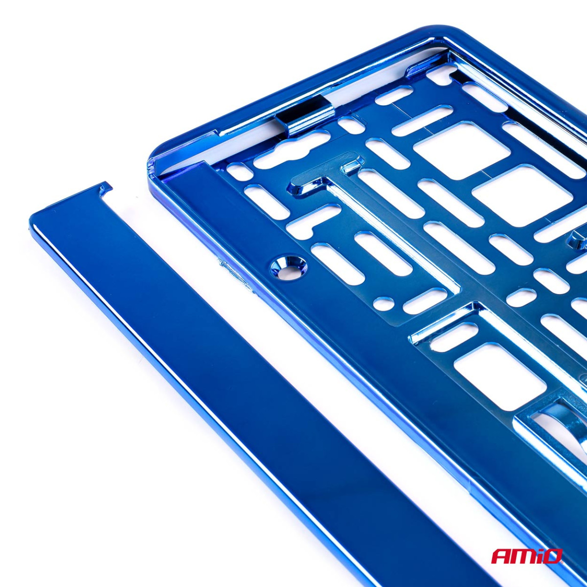 Nummerplåtshållare – metallicblå, AMIO-03174