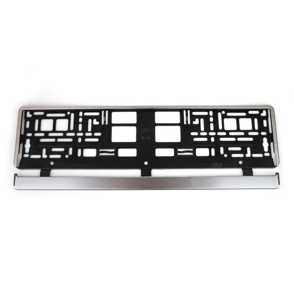 Nummerplåtshållare – borstad silver, AMIO-01646