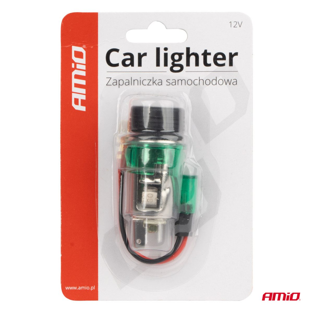 Cigarettändaruttag med grön LED-belysning 12V CLI-03, AMIO-01260