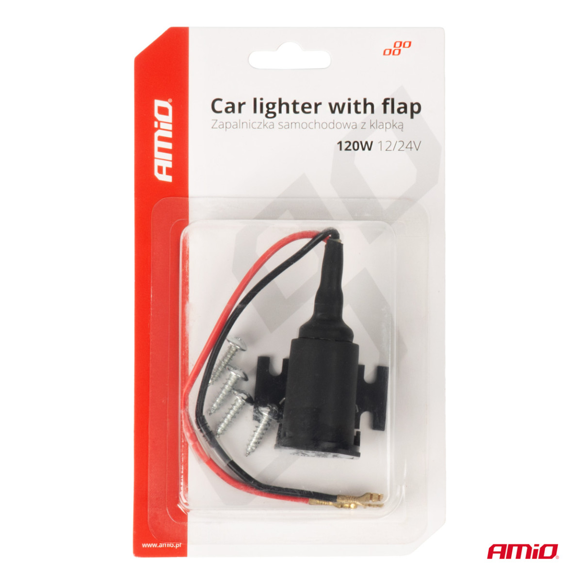 Biluttag med lock 12/24V AMIO-04128