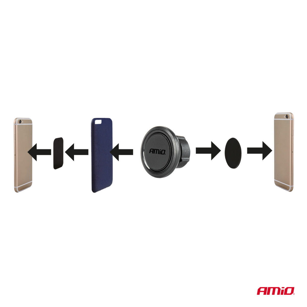 Magnetisk telefonhållare på instrumentbrädan AMIO-04140