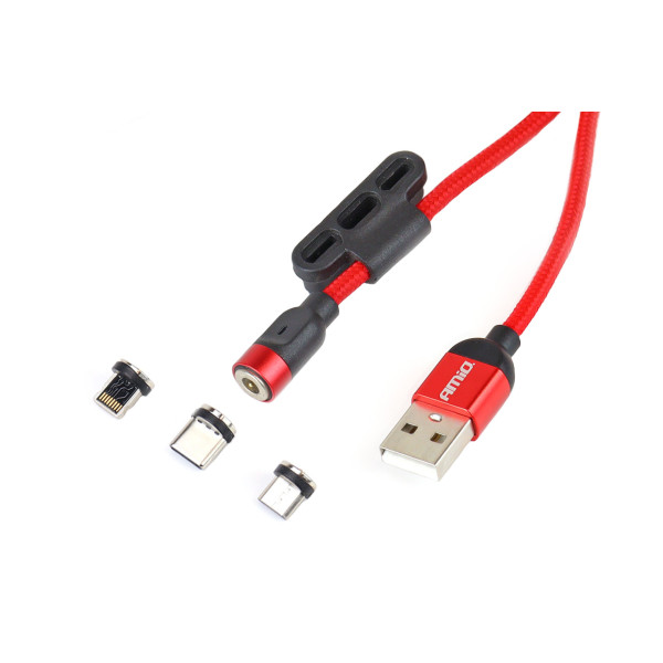 Magnetisk USB-kabel 3 i 1 – Lightning / USB-C / micro-USB 1 m UC-08 AMIO-02522