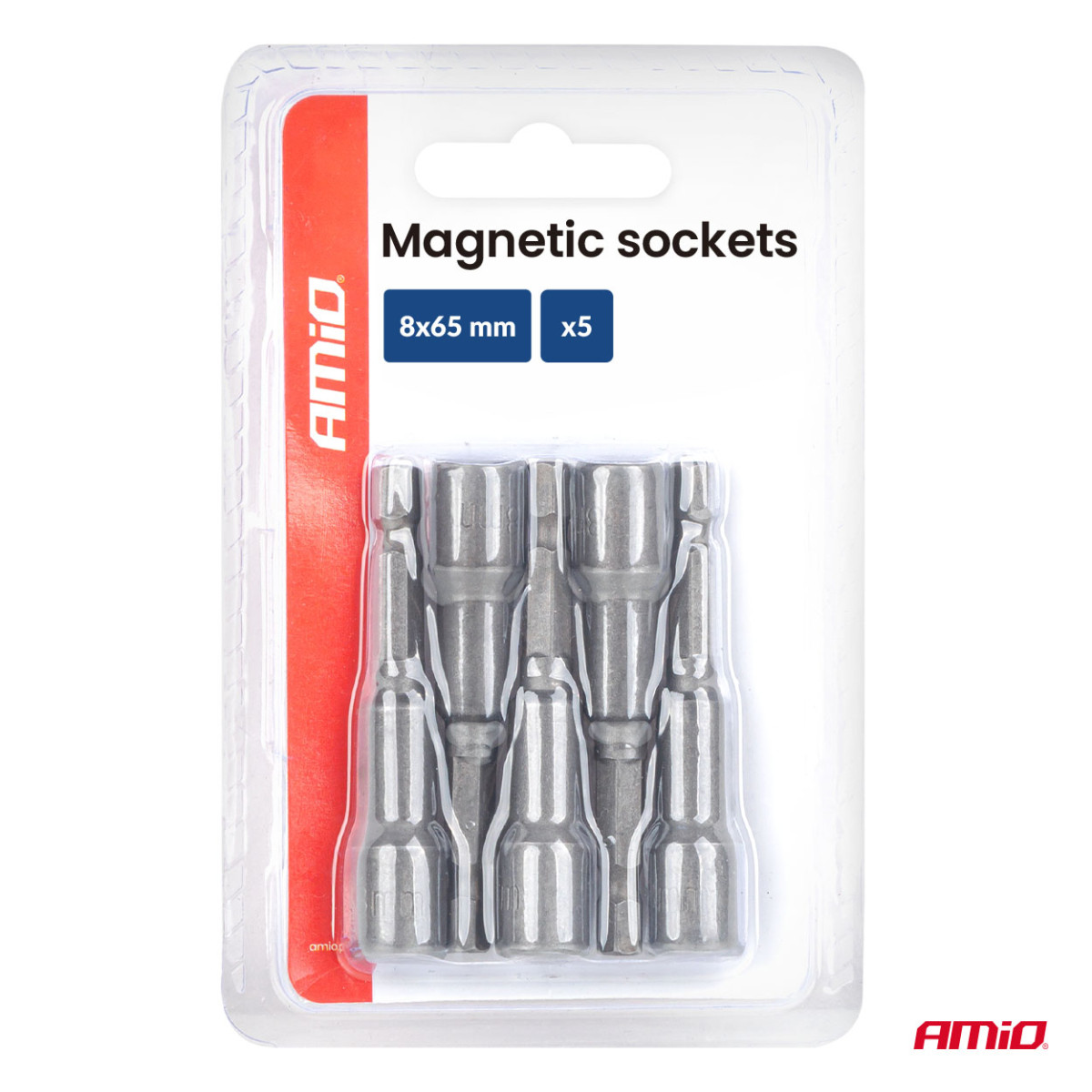 Magnetisk skruvmejselbitsats, 1/4" HEX, 8 x 65 mm, 5 st., AMIO-04938