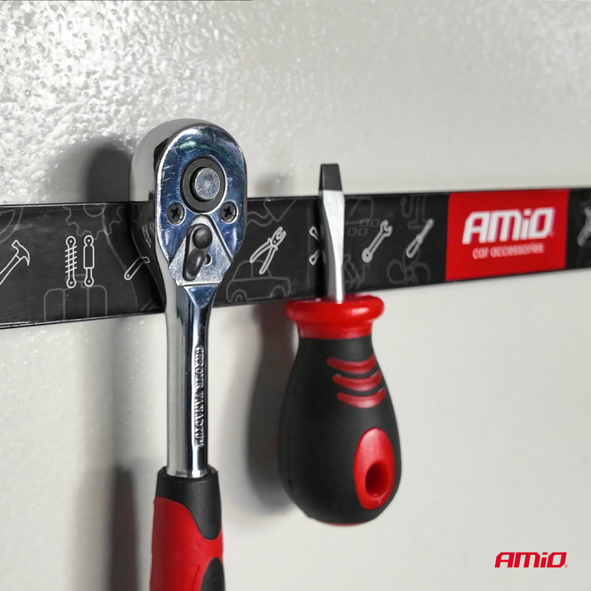 Magnetiska verktygsremsor, set om 3 (20 cm, 30,5 cm, 46 cm) AMIO-04263