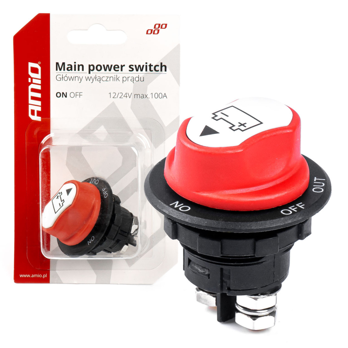 Huvudströmbrytare för batteri 12/32V 100A / 500A AMIO-03026