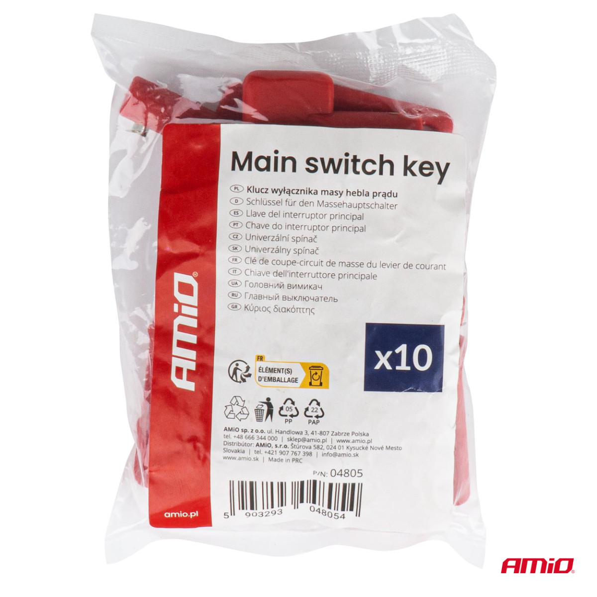 Huvudströmbrytarnyckelsats 10 delar, AMIO-04805