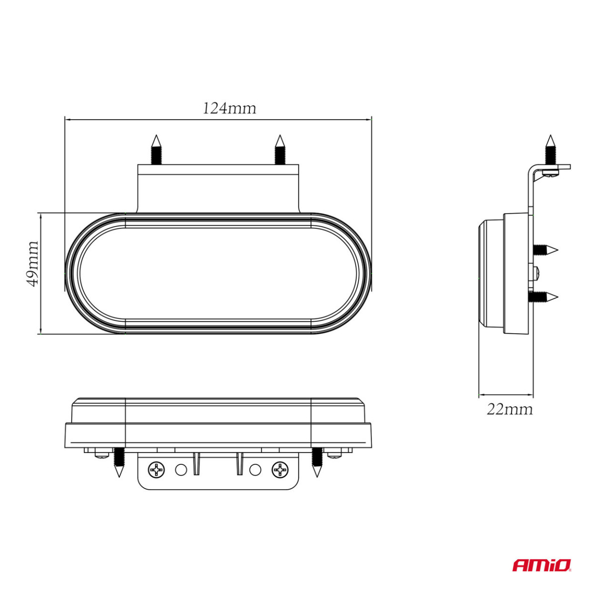 LED-markeringsljus AMiO OM-01-O oval, orange