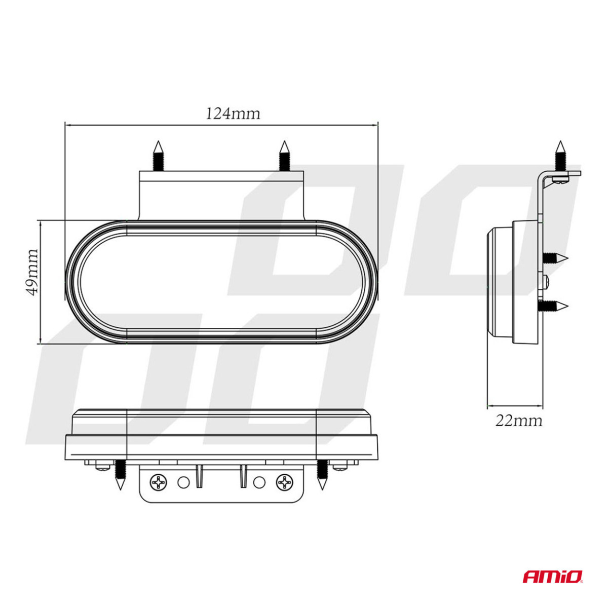LED-markeringsljus AMiO OM-01-W oval, vit