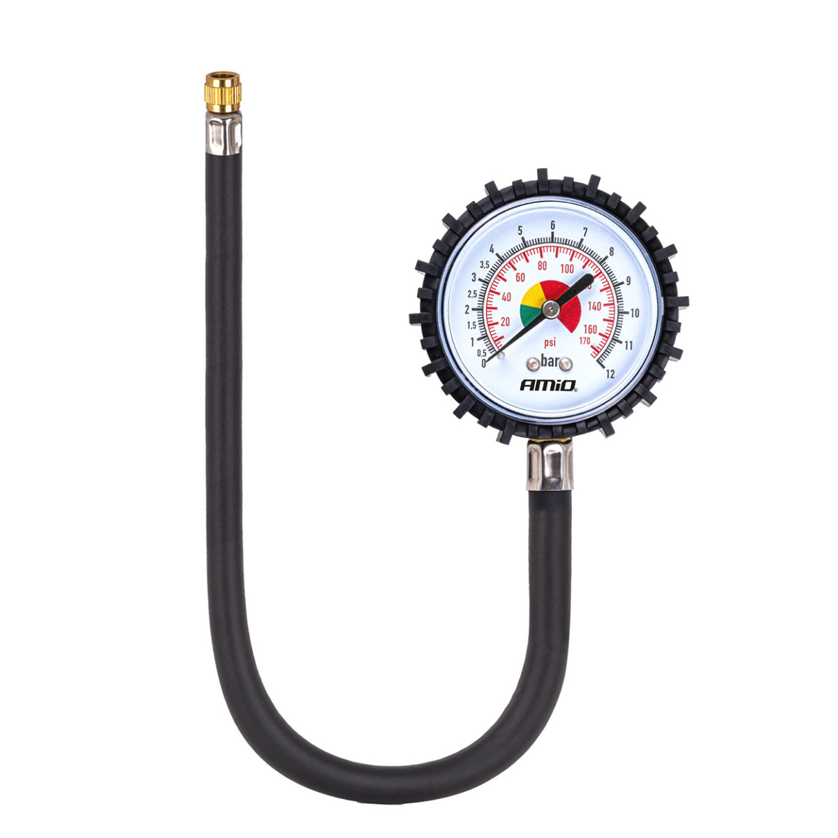 Mekanisk tryckmätare med 30 cm slang, 12 bar, AMIO-04468