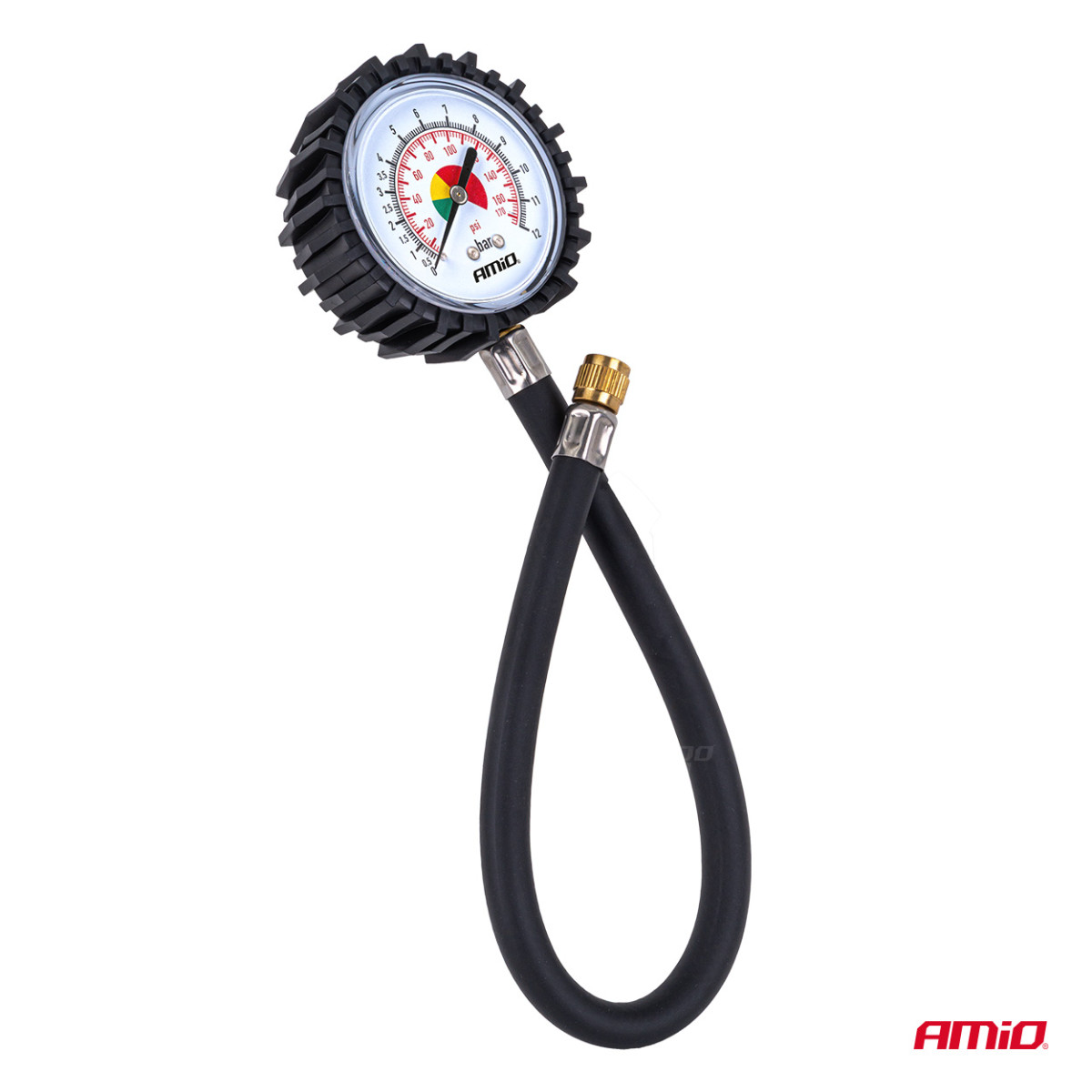 Mekanisk tryckmätare med 30 cm slang, 12 bar, AMIO-04468