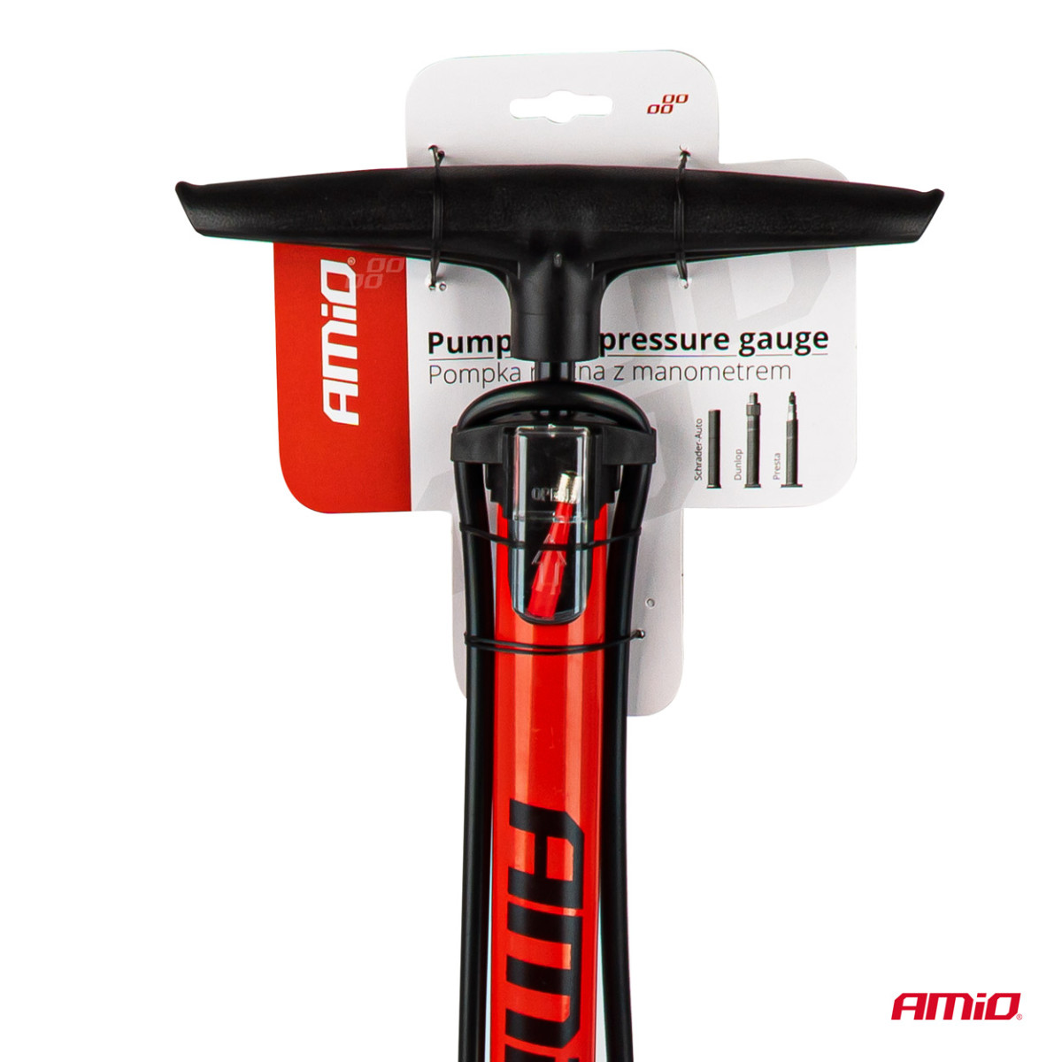 Metallhandpump med tryckmätare PU02, AMIO-02146