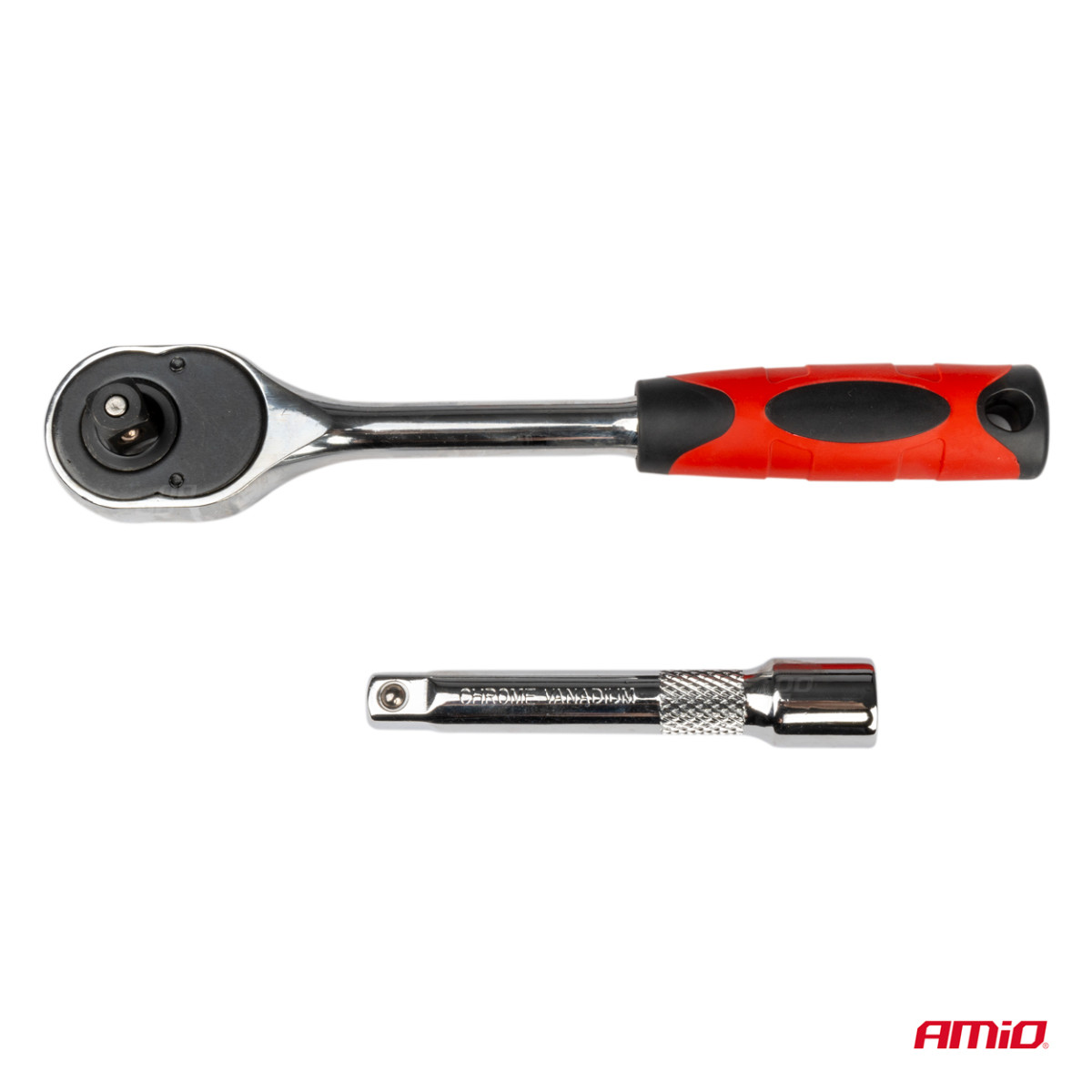 Spärrnyckel med hylsor 1/2" (10–24 mm), 11 st., AMIO-02412