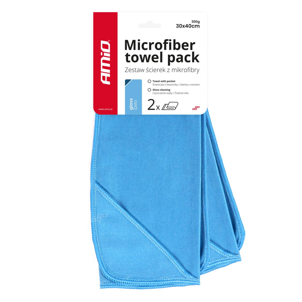 Mikrofiberglasduksset 30x40 cm, 300 gsm, 2 st. AMIO-03732