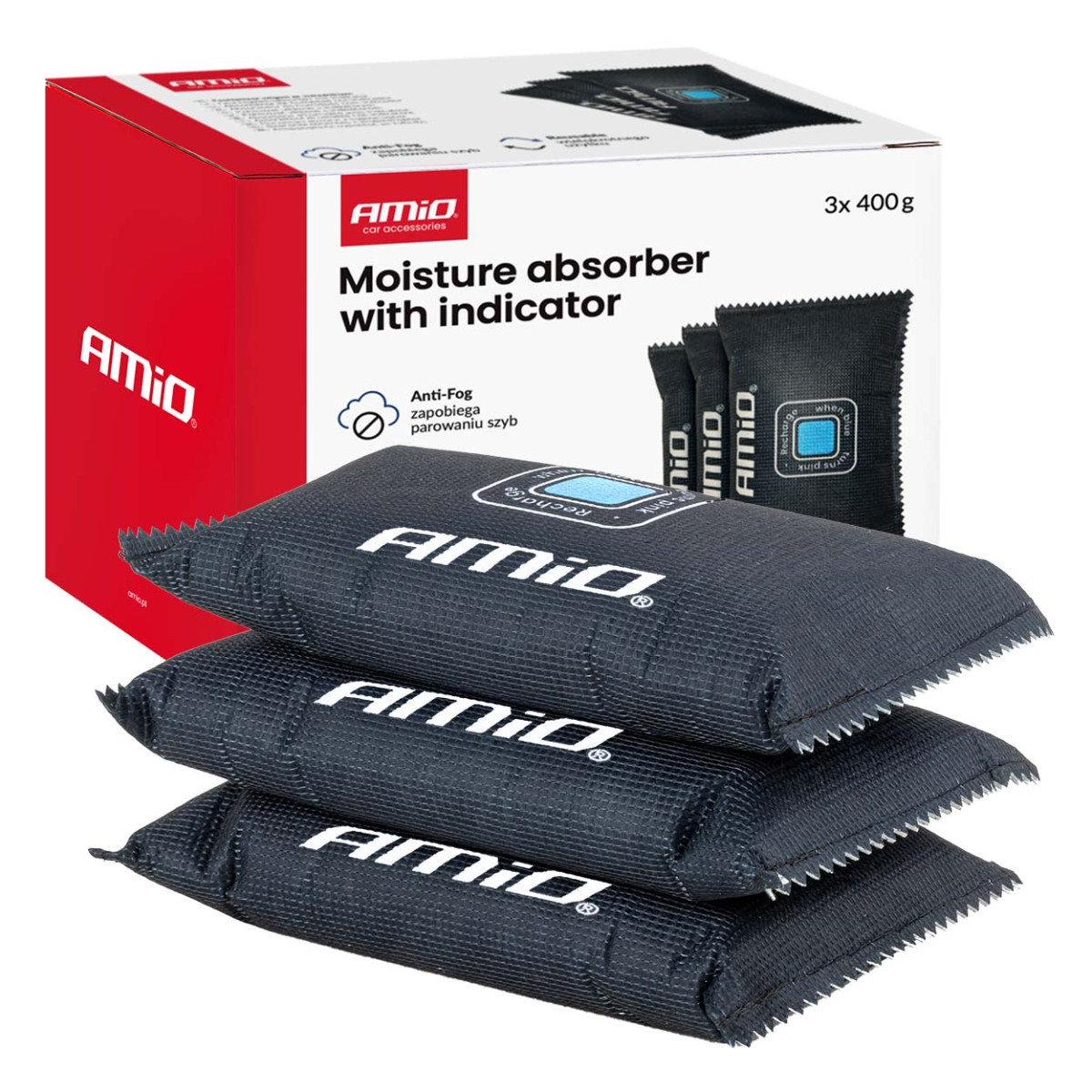 Fuktabsorberande för bil med indikator, 3 × 400 g AMIO-04878