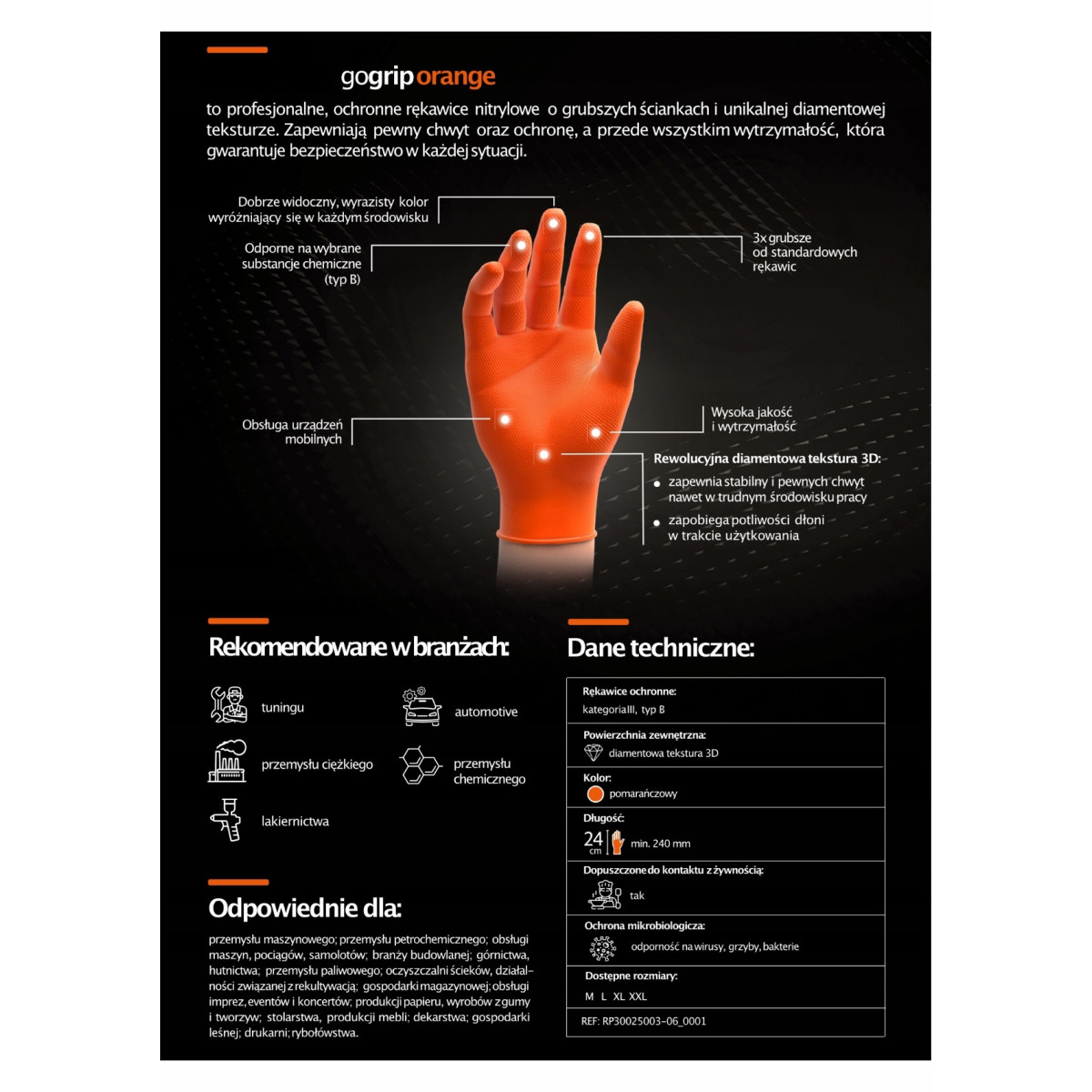 Nitrilhandskar GoGrip Orange, storlek XXL, 50 st.