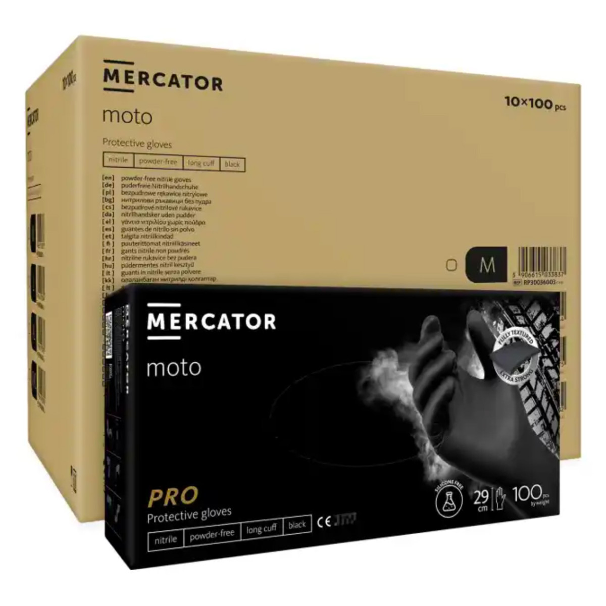Nitrilhandskar MERCATOR MOTO, svarta, XL, 100 st.