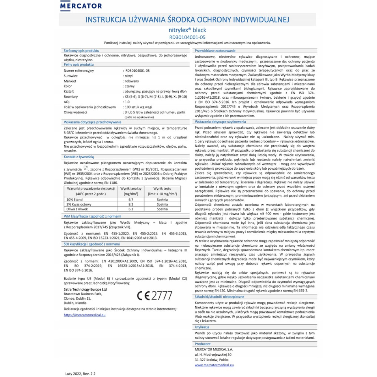 Skyddshandskar i nitril Nitrylex svarta, storlek S, 100 st.