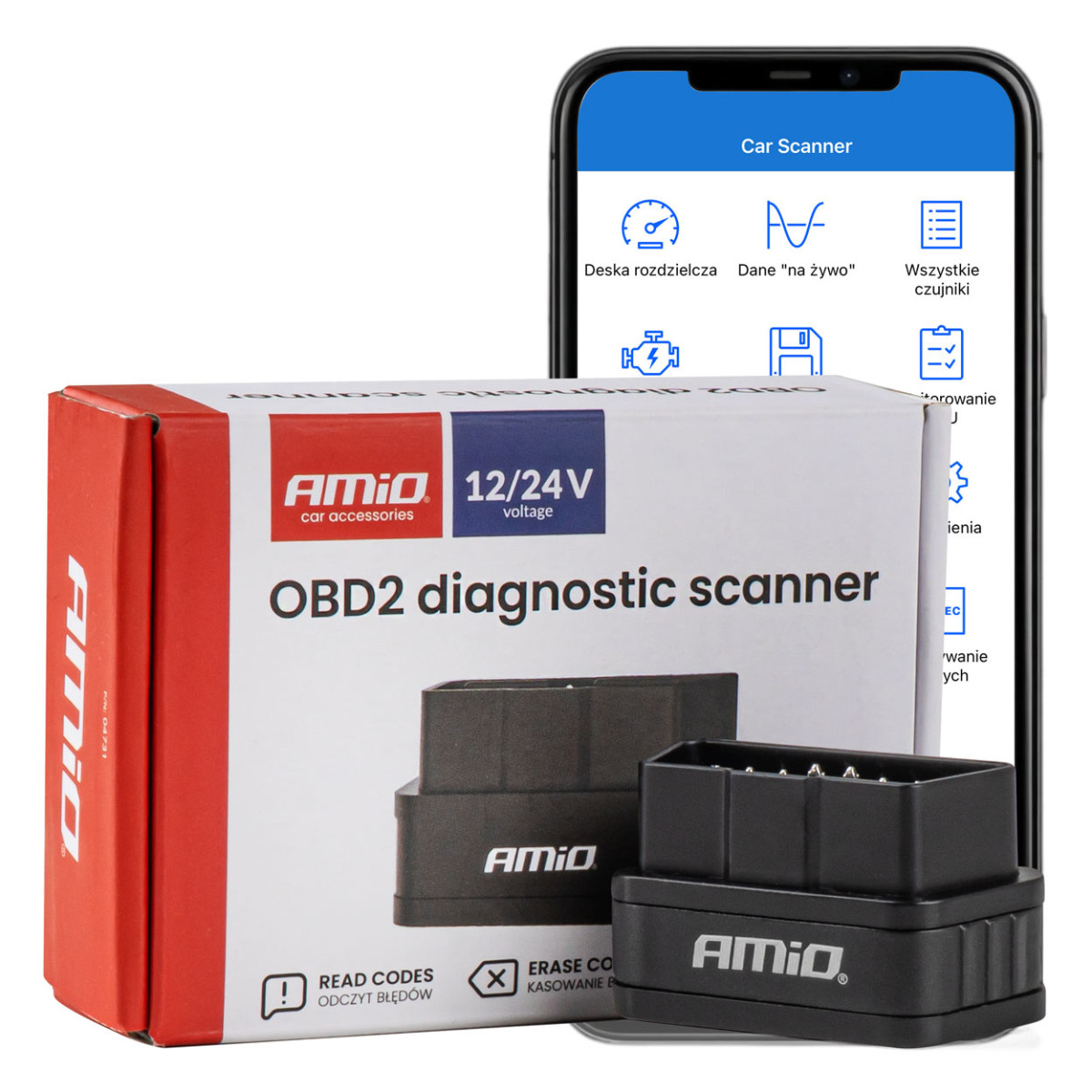 OBD2 BT PIC25K80 DC24K Diagnostisk Skanner AMIO-04731