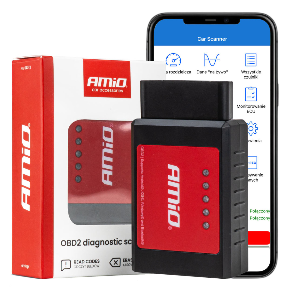 OBD2 BT XL diagnostisk skanner (Bluetooth) AMIO-04733