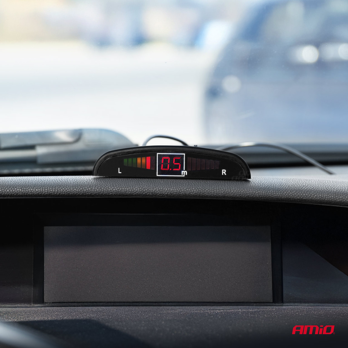 Parkeringshjälpsystem LED, 8 svarta sensorer 22 cm AMIO-01560