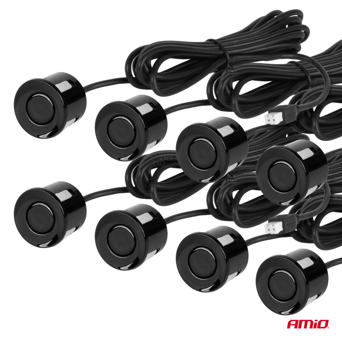 Parkeringshjälpsystem LED, 8 svarta sensorer 22 cm AMIO-01560