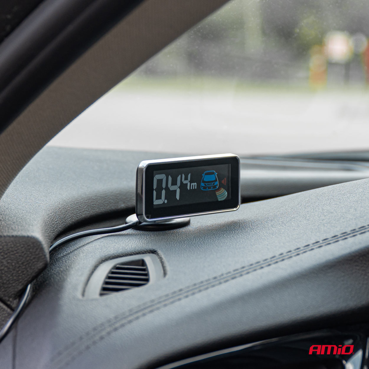 Parkeringshjälpsystem LED-GRAF 3D, 4 svarta sensorer 19 mm, för lastbilar AMIO-03189