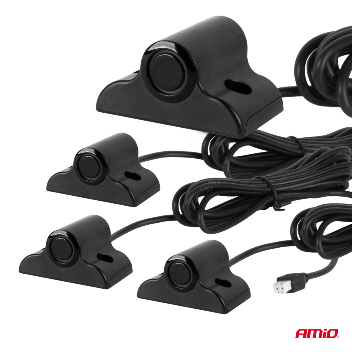 Parkeringshjälpsystem LED-GRAF 3D, 4 svarta sensorer 19 mm, för lastbilar AMIO-03189