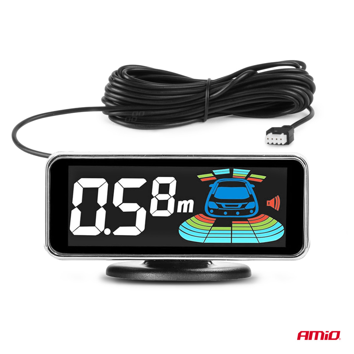 Parkeringshjälpsystem LED-GRAF 3D, 8 silverfärgade sensorer 21,5 mm AMIO-03193