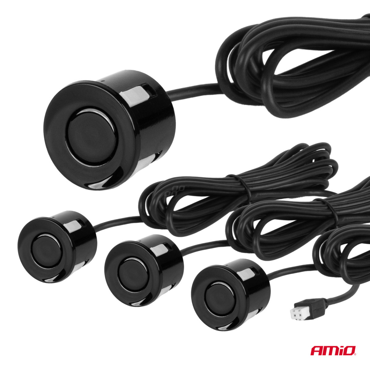 Parkeringshjälpsystem MAX LED, 4 svarta sensorer 22 mm AMIO-02287