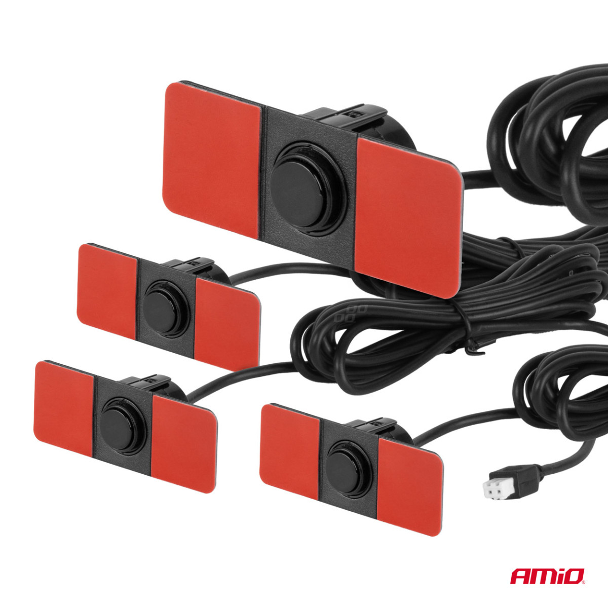 Parkeringshjälpsystem MAX LED, 4 svarta sensorer, invändig montering 16,5 mm AMIO-02291