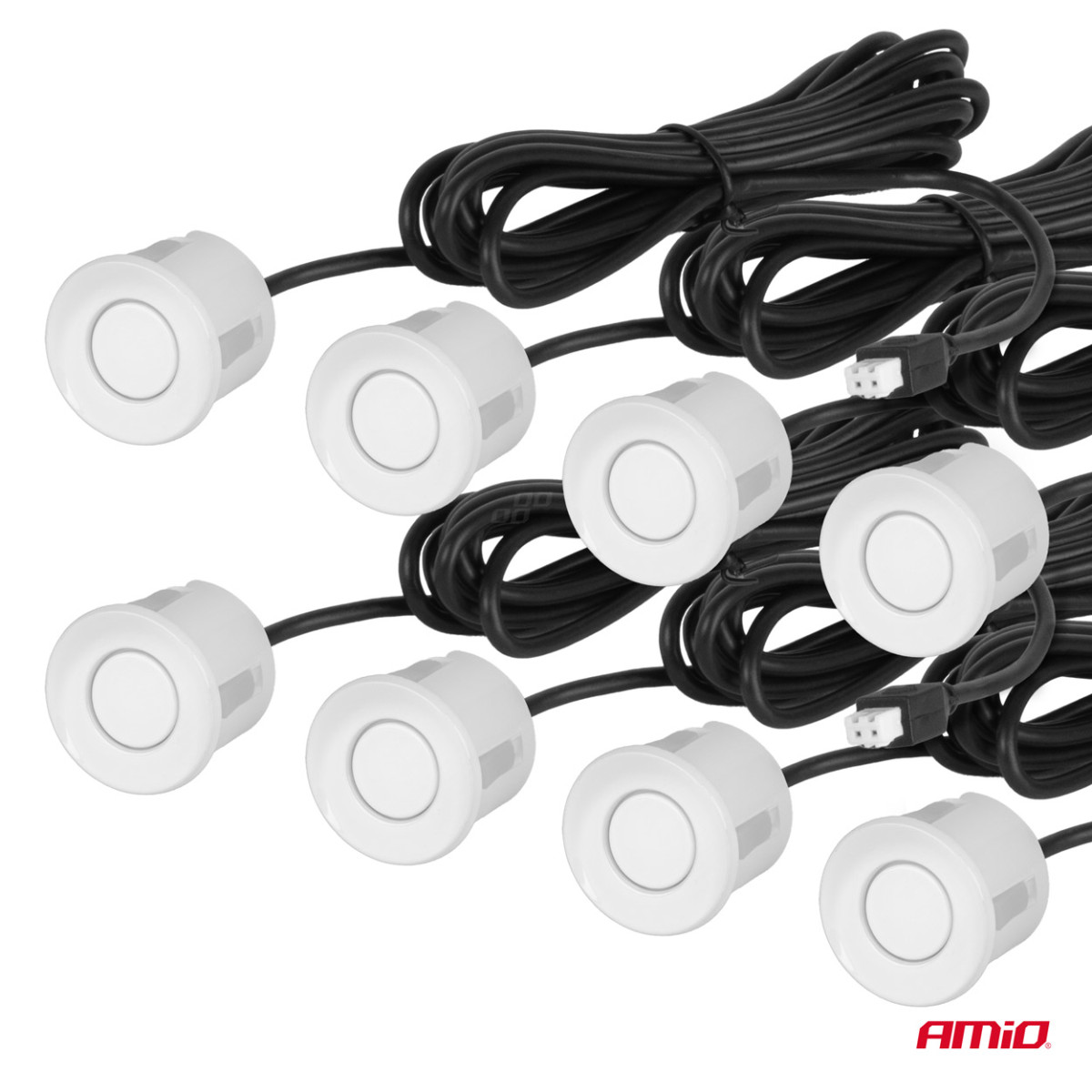 Parkeringshjälpsystem med ljudsignal, 8 vita sensorer 22 mm AMIO-01599