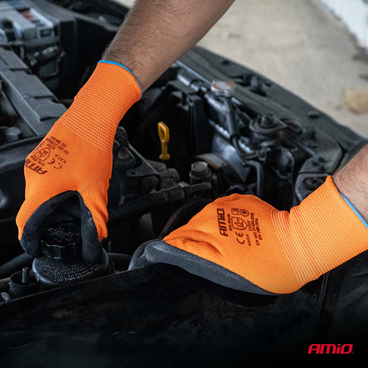 Skyddshandskar av polyester med latexskumbeläggning, storlek 10, 2 par (4 st.), 2132X, AMIO-04641