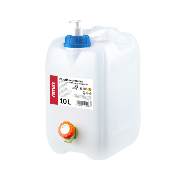 Plastvattentank med kran och tvålpump, 10 l, AMIO-05146 Plastvattentank med kran och tvålpump, 10 l, AMIO-05146