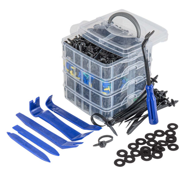 Plastsvetssats med stift och klämmor, 1211 st. AMIO-04746