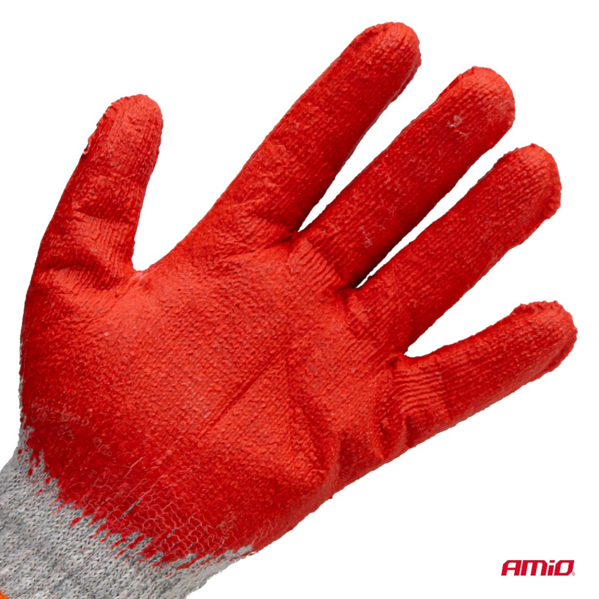 Arbetshandskar av polyester-bomull med latex, storlek 9, 10 st., AMIO-04630