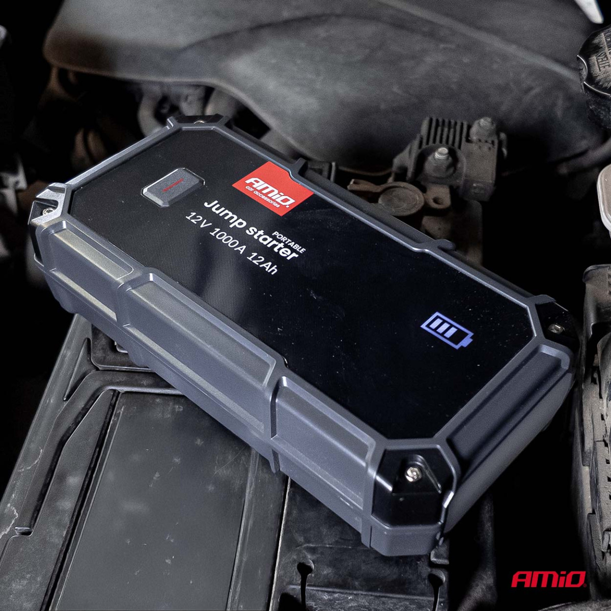3-i-1 Bilstartare/LED/Powerbank 12V 12Ah 1000A PRO AMIO-04676
