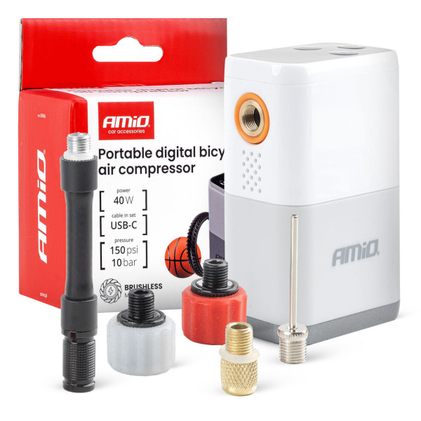 Sladdlös mini-luftkompressor för cyklar, 40 W, USB-C, AMIO-04946 Sladdlös mini-luftkompressor för cyklar, 40 W, USB-C, AMIO-04946