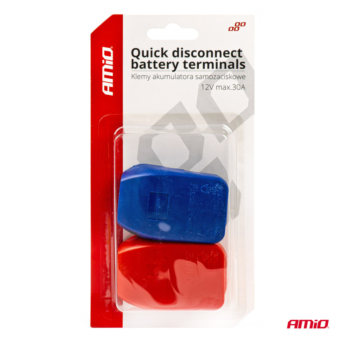 Snabbkoppling av batteripoler 12V, max 30A AMIO-03020