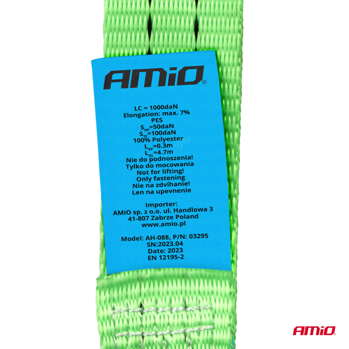 Lastsurrningsband med spännare 2000 kg, 5 mx 38 mm, AMIO-03295