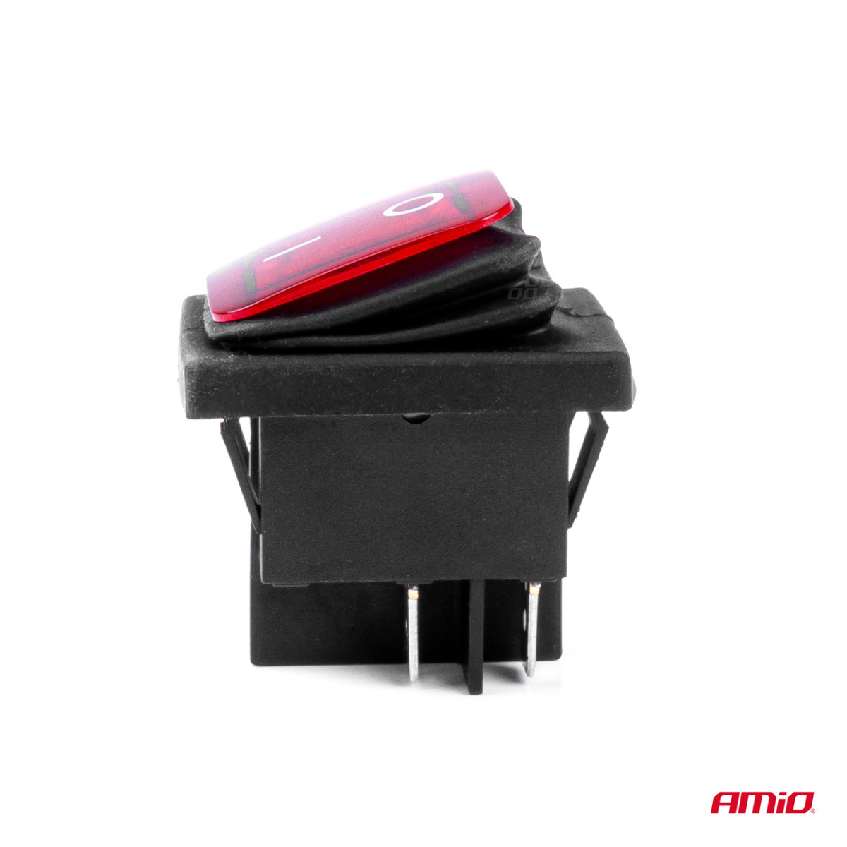 Rektangulär strömbrytare med röd belysning AMIO-03092