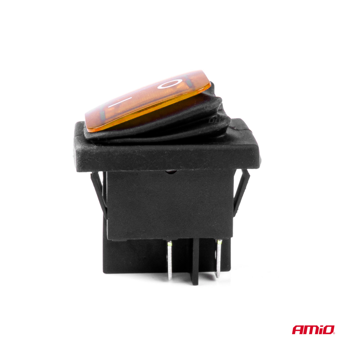 Rektangulär strömbrytare med gul belysning AMIO-03091