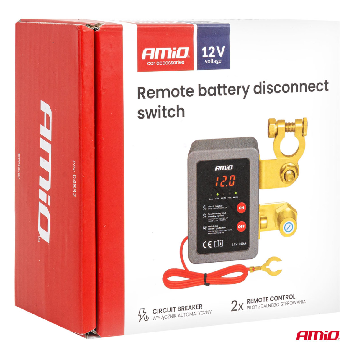 Fjärrstyrd batterifrånskiljare 12V 240A (BATT) AMIO-04832