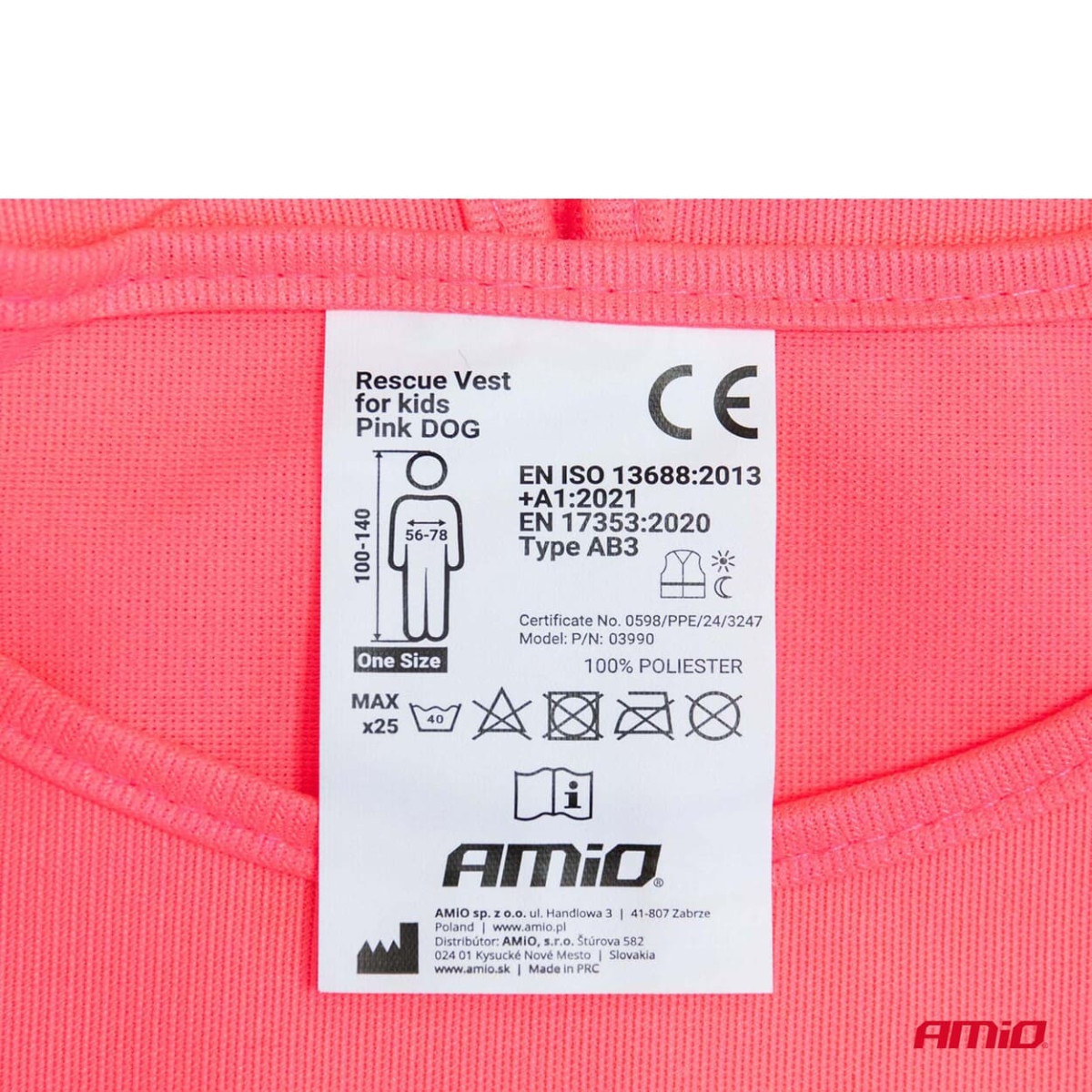 Barnreflexväst DOG, rosa AMIO-03990