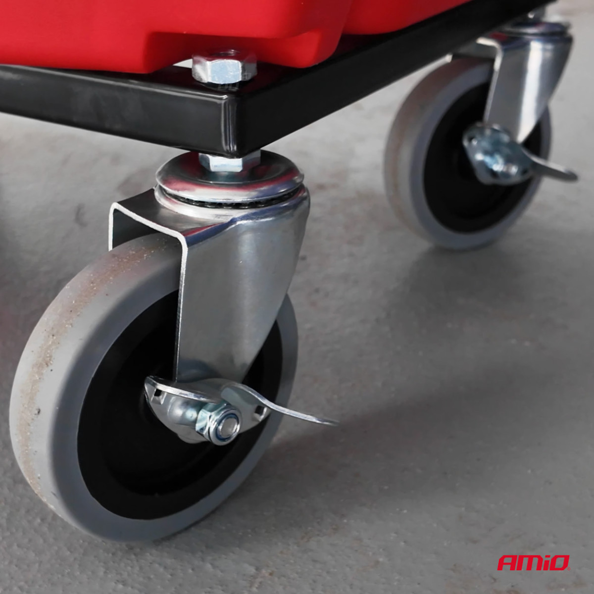 Verkstadsstol på hjul med verktygslåda, 135 kg, AMIO-04268