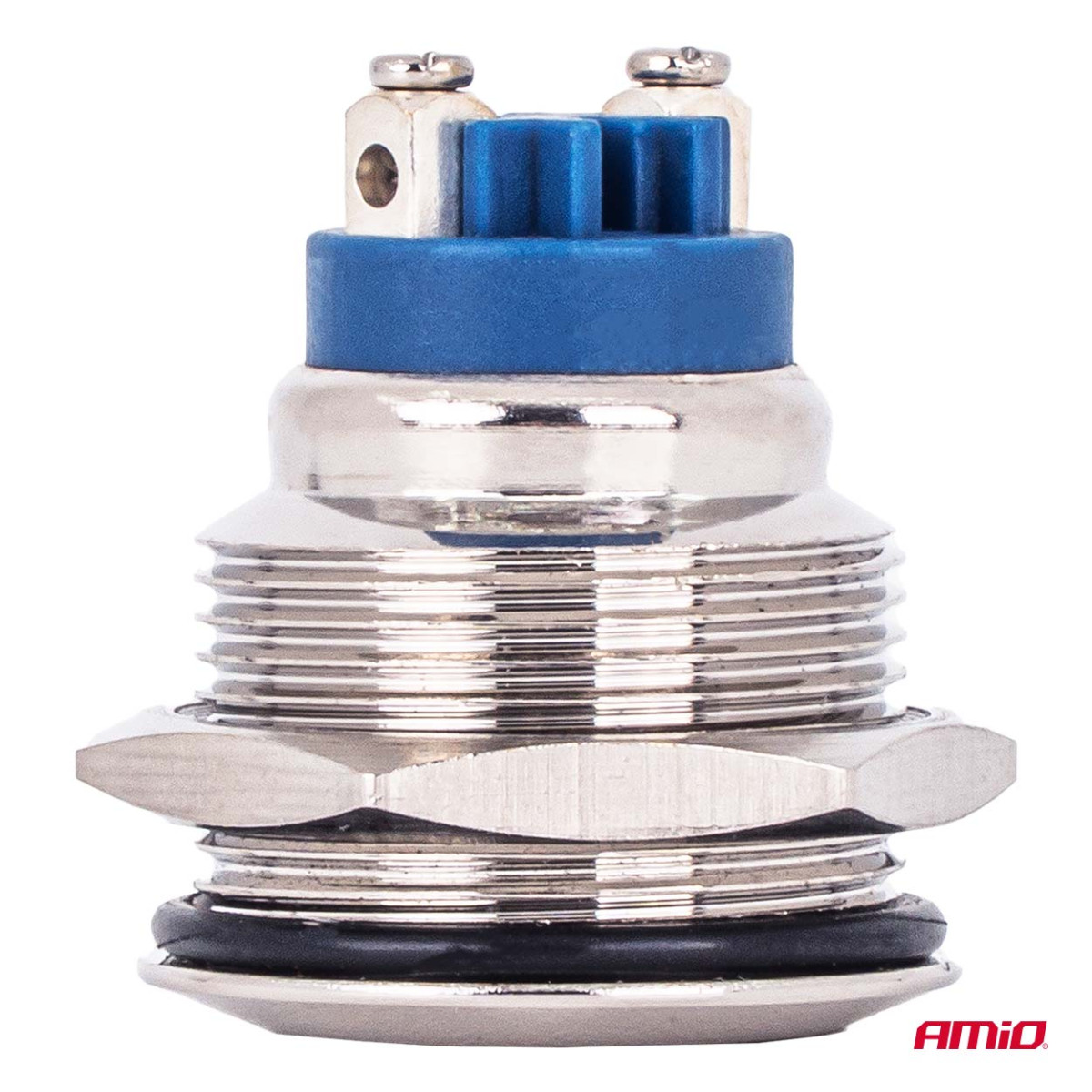Rund metallströmbrytare ON/OFF 19 mm, 5 A, 12/230 V AMIO-04474